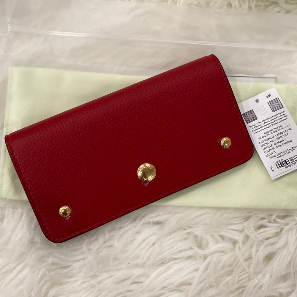 Burberry Red Wallet with Gold Accents